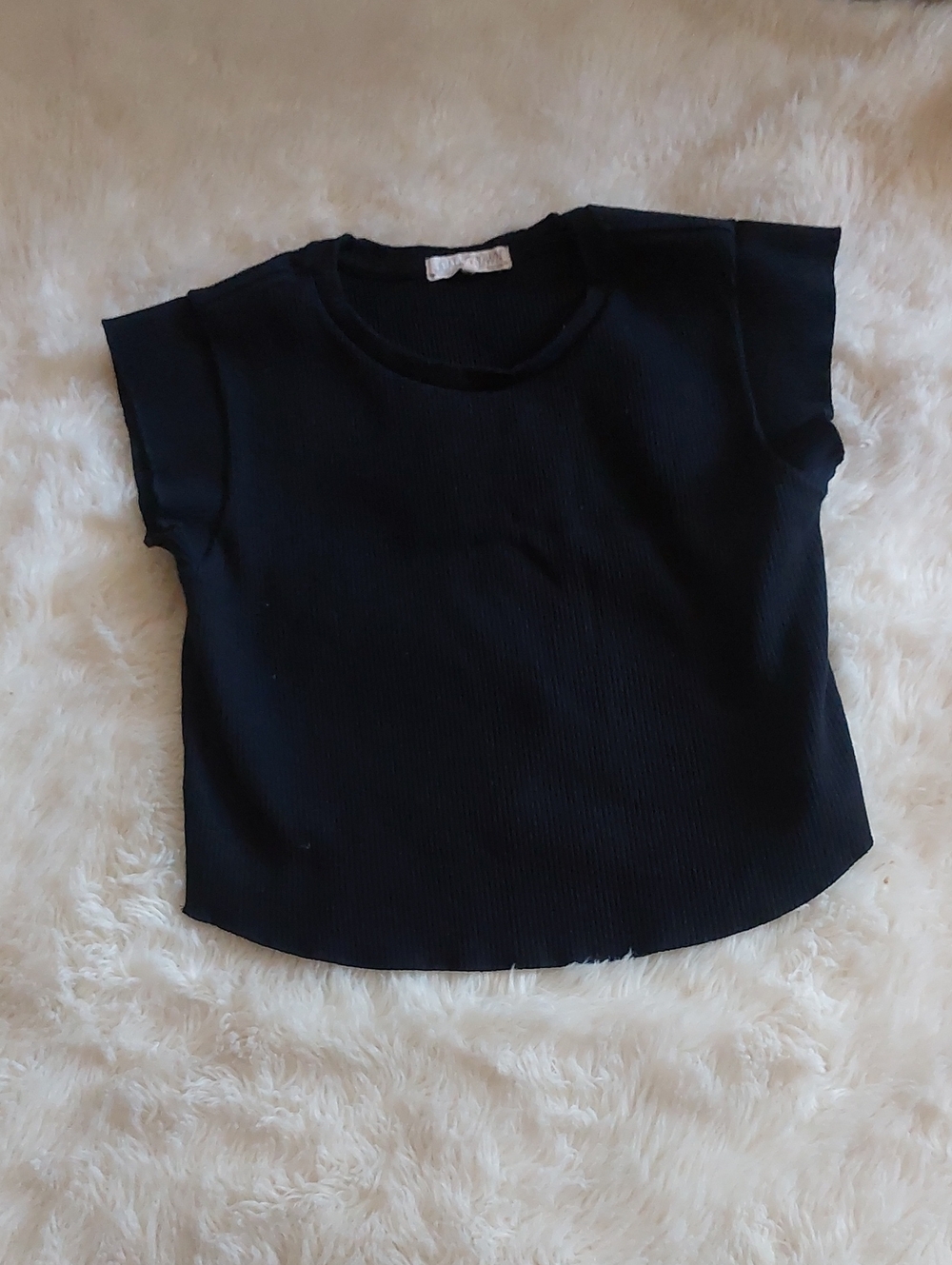 Joah Brown Black Short-Sleeve Ribbed Top